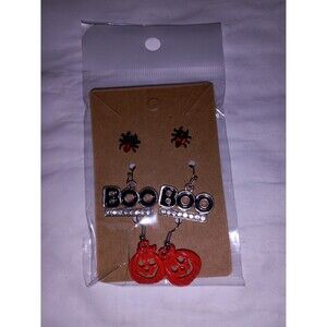 Halloween Earrings Set of 3 Spiders Boo Jack-o-Lanterns Studs Dangle Rhinestones